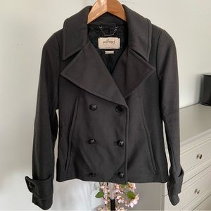 **HOST PICK** WILFRED WOOL & CASHMERE SHORT DOUBLE BREASTED NAVY PEA COAT / XXS